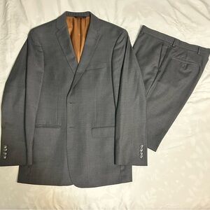 Joseph By Jos A Bank Slim Fit Suit Mens Gray Wool 41L Flat Front Pants 35 Waist